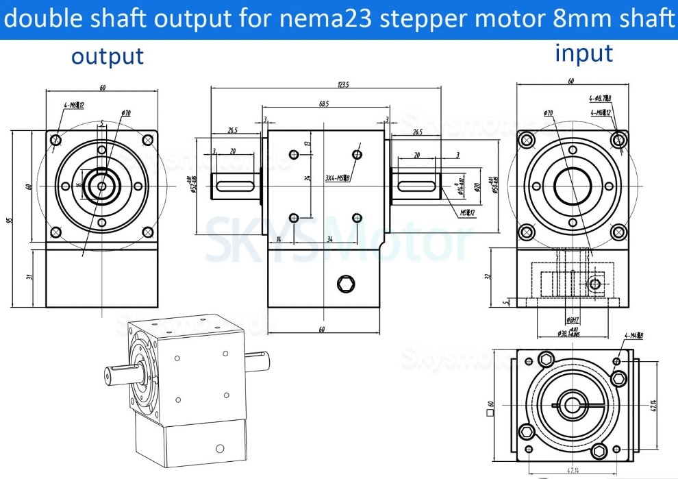 Nema 23 winkelgetriebe 90 grad, 90°-Kommutator, Übersetzung 2:1/3:1/5:1 für Nema23 Schrittmotor Nema 23 winkelgetriebe 90 grad, 90°-Kommutator, Übersetzung 2:1/3:1/5:1 für Nema23 Schrittmotor