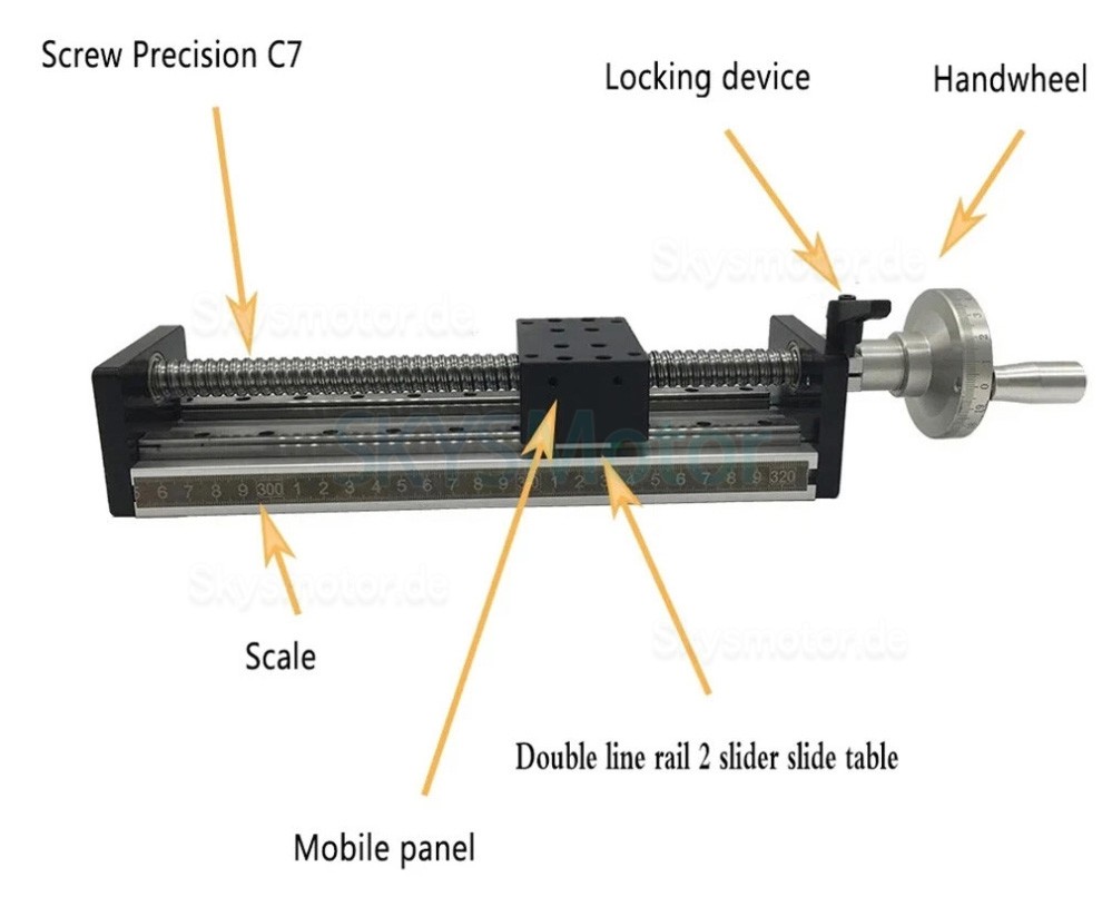 Manueller Lineartisch SXG5080 Manueller Kugelgewindetrieb mit Doppelführung und Handrad Manueller Lineartisch SXG5080 Manueller Kugelgewindetrieb mit Doppelführung und Handrad