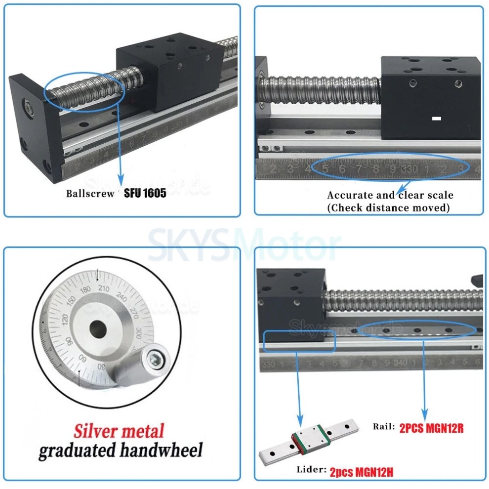Manueller Lineartisch SXG5080 Manueller Kugelgewindetrieb mit Doppelführung und Handrad Manueller Lineartisch SXG5080 Manueller Kugelgewindetrieb mit Doppelführung und Handrad