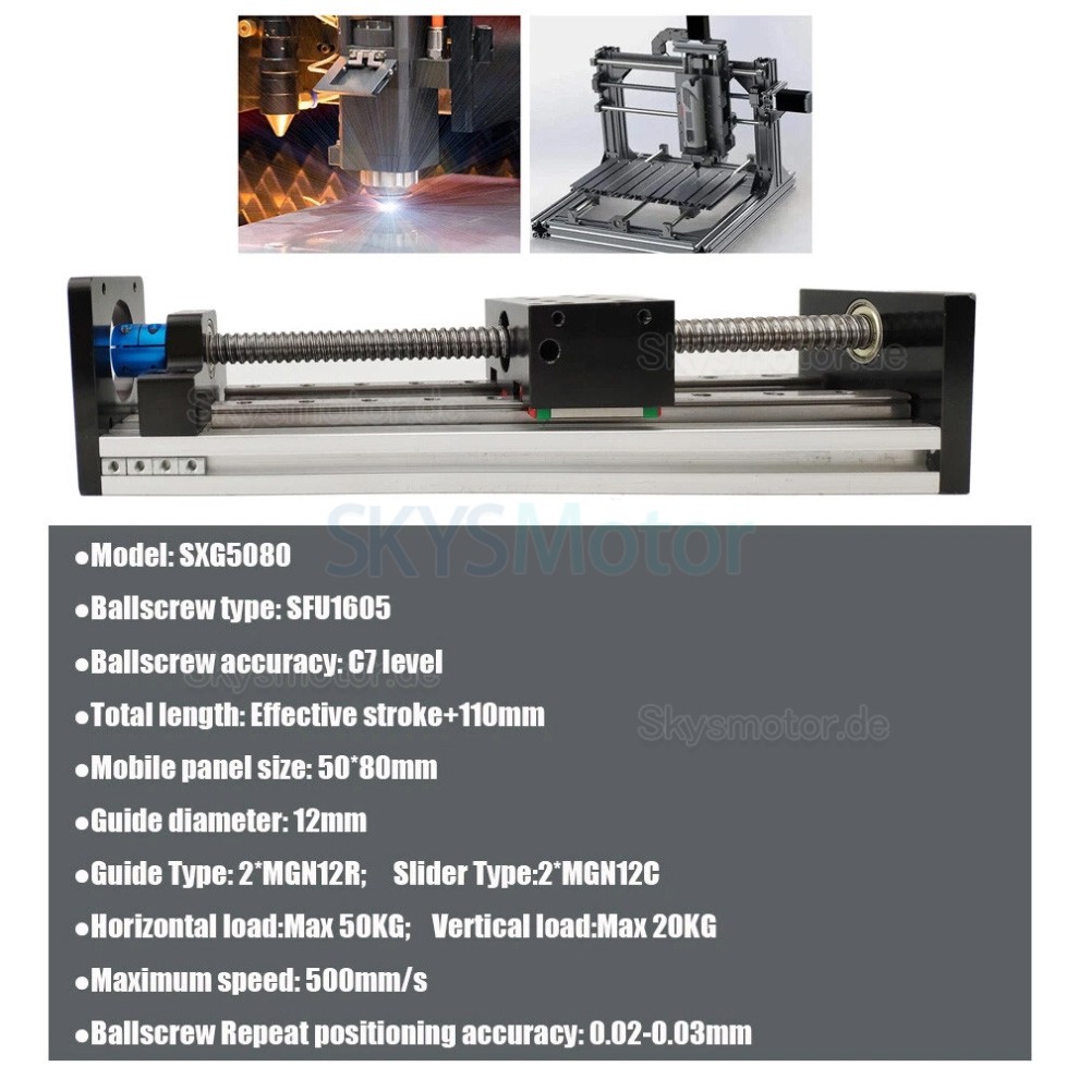 Manueller Lineartisch SXG5080 Manueller Kugelgewindetrieb mit Doppelführung und Handrad Manueller Lineartisch SXG5080 Manueller Kugelgewindetrieb mit Doppelführung und Handrad