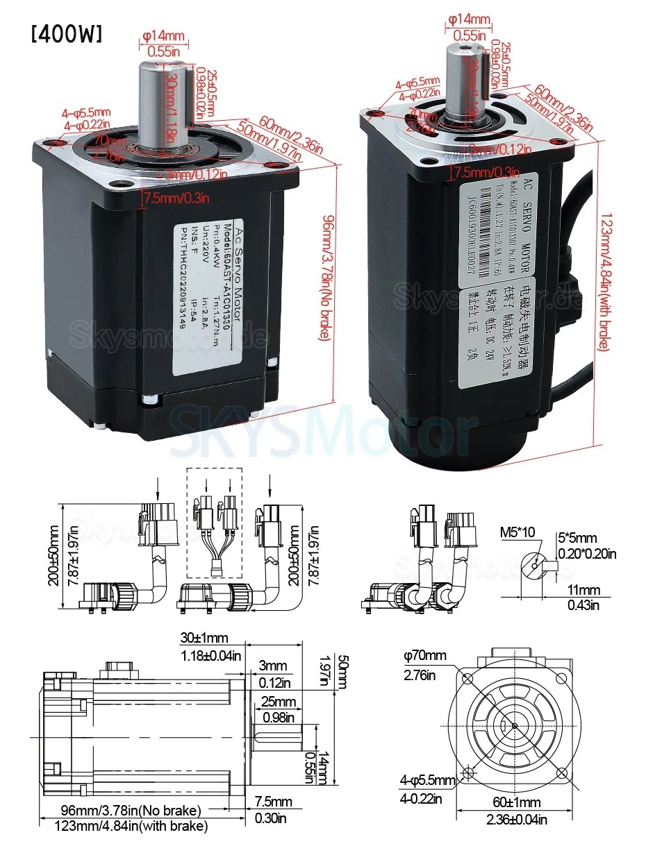 400W/600W/750W/1000W AC Servomotor mit Steuerung Set 110V / 220V 1,27Nm-3,8Nm für CNC- und SPS-Systeme