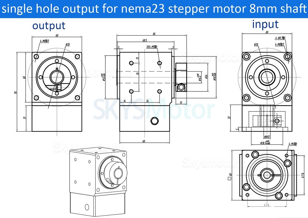 Nema 23 winkelgetriebe 90 grad, 90°-Kommutator, Übersetzung 2:1/3:1/5:1 für Nema23 Schrittmotor Nema 23 winkelgetriebe 90 grad, 90°-Kommutator, Übersetzung 2:1/3:1/5:1 für Nema23 Schrittmotor