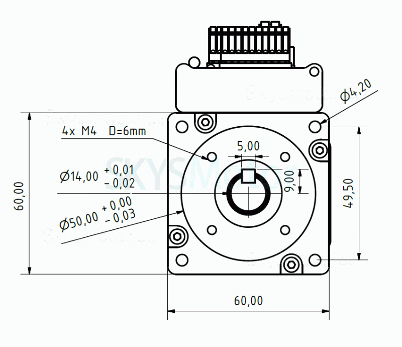 Nem23 Integrierter AC Servomotor mit Steuerung JMC iHSV60-30-40-48 400W 48V 1,27N.m 3000U/min 60 x 60mm