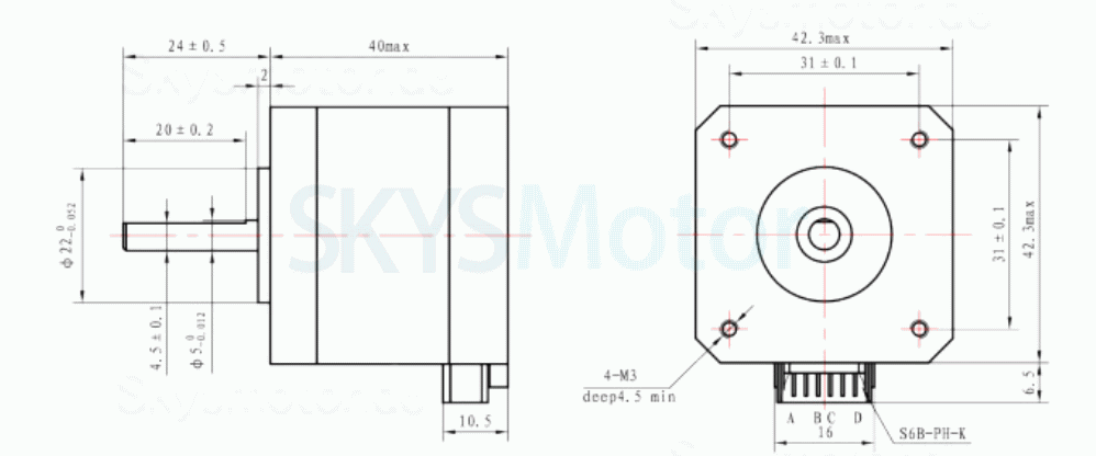 Oukeda NEMA 17 Schrittmotor 17HS4401 1,8 Grad 45Ncm 2 Phasen für 3D-Druckerrobotik