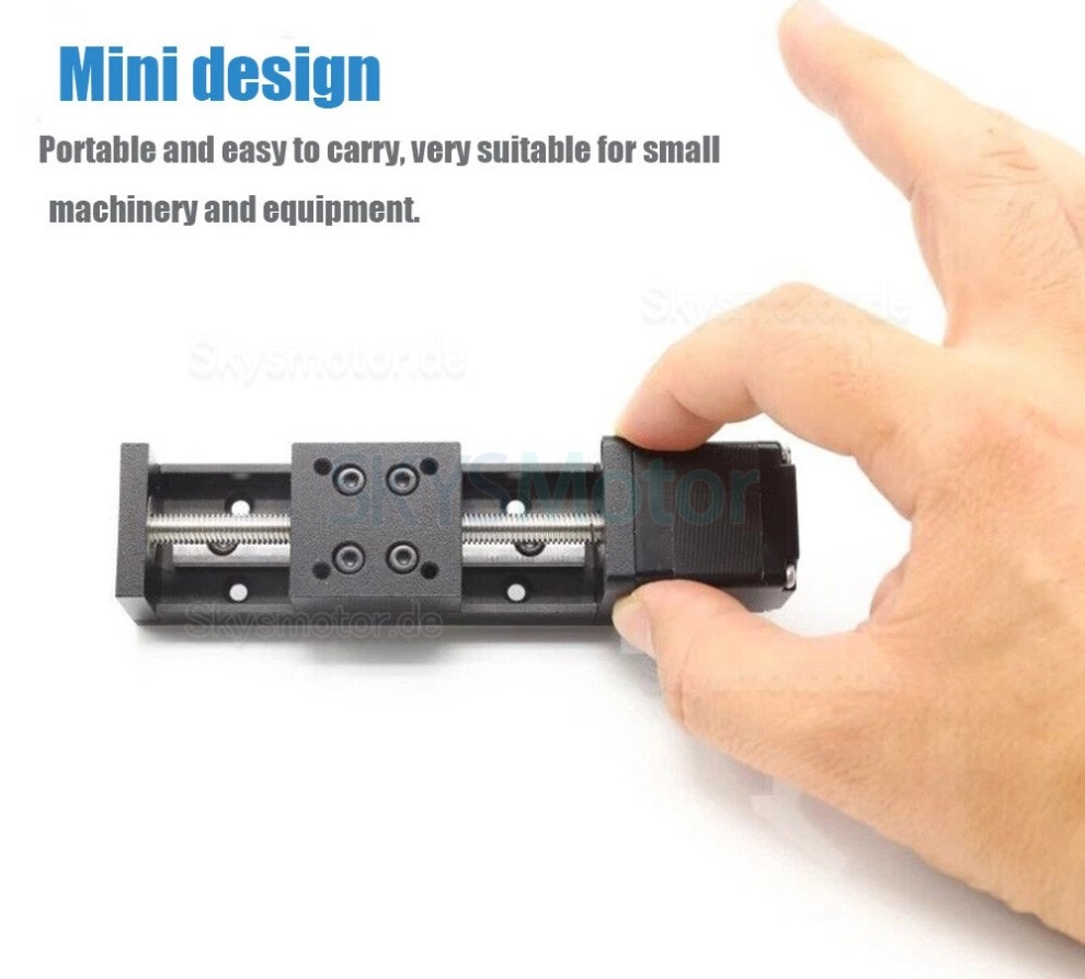 Mini Lineartisch Motorisiert OSP001601, 1 mm Teilung, 0,07 Nm Hub, 75 mm, mit Nema-11-Schrittmotor