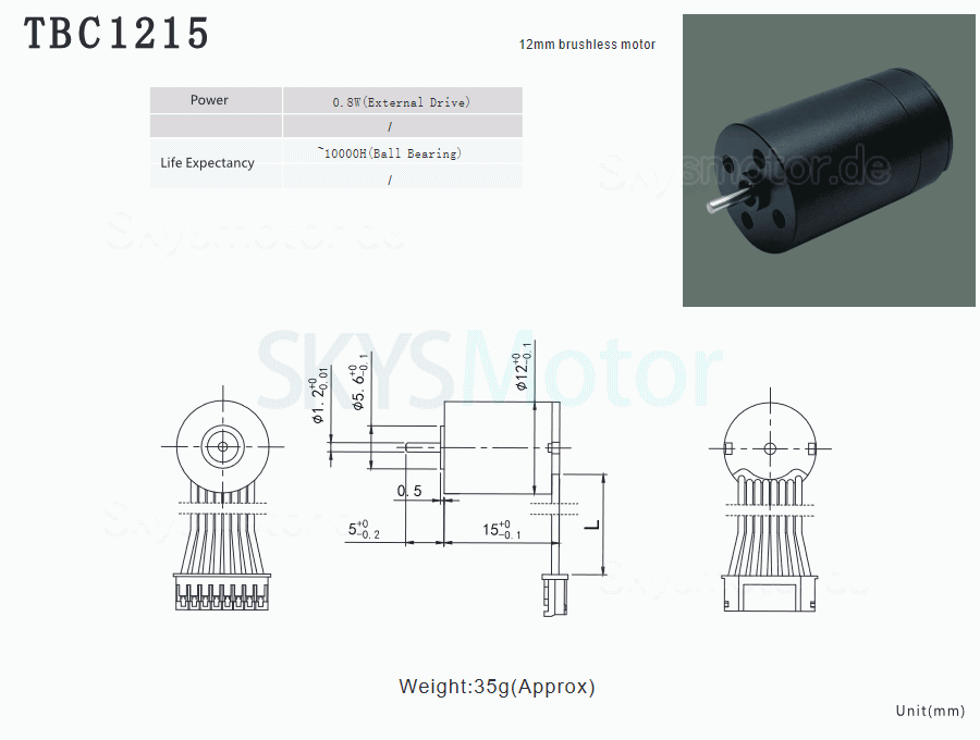 2 Stück Φ12mm 5/7.4V Bürstenloser Eisenlose Motoren TBC1215 4g.cm 0,8W Wellendurchmesser 1,2 mm