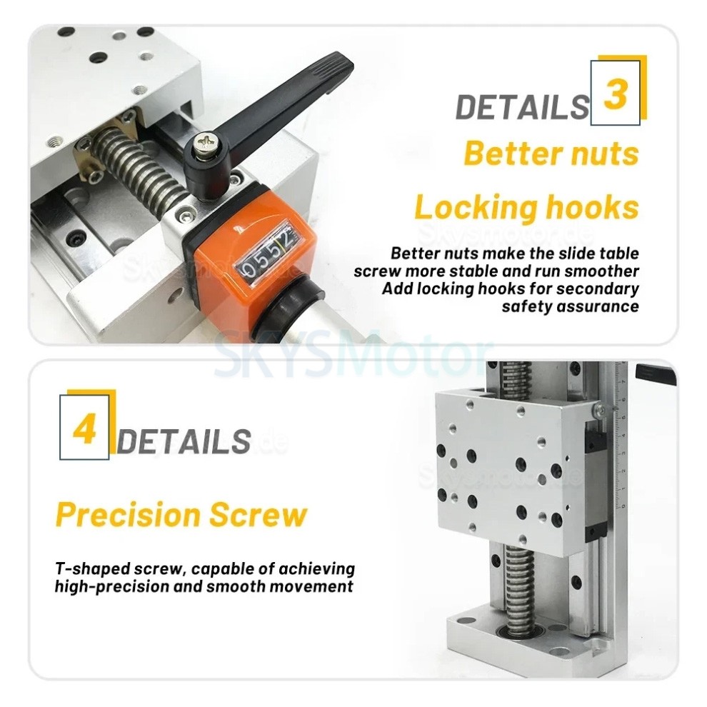 Manuell selbstverriegelnder Schiebetisch OSP001590 Manuelle Linearf&uuml;hrung, Linearaktuatoren, Z-Positioniertisch mit Digitalanzeige