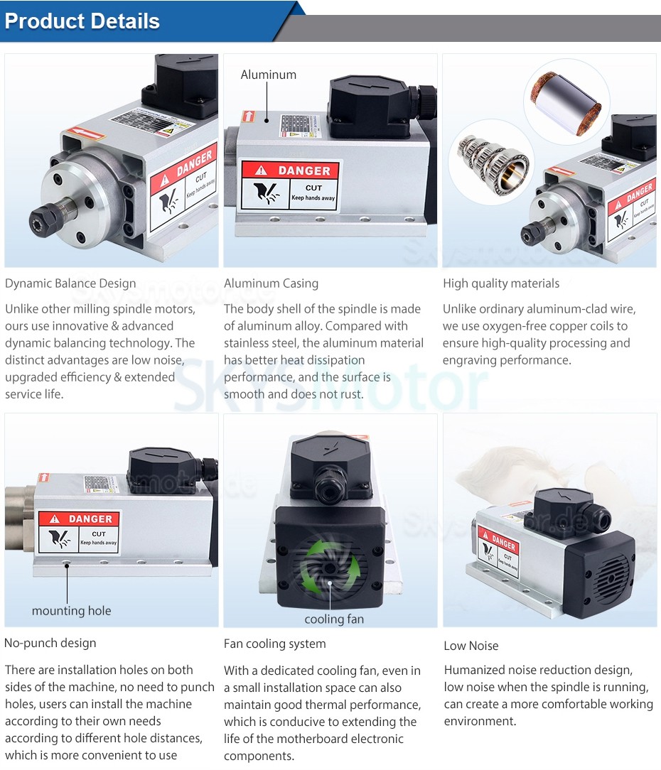 1,5KW Luftgekühlter CNC Motorspindel 400Hz ER11+ 2HP VFD Frequenzumrichter Kit VSK-ASL1.5B