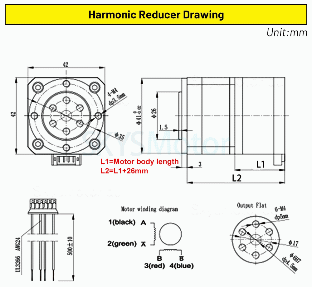 Neme 17 Wellgetriebe Schrittmotor 42HS4015A4D5 mit 30:1 Wellgetriebe + TB6600 Schrittmotortreiber