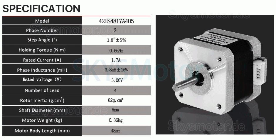 Neme 17 Wellgetriebe Schrittmotor 42HS4015A4D5 mit 30:1 Wellgetriebe + TB6600 Schrittmotortreiber
