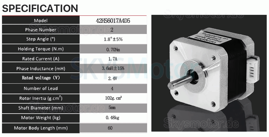 Neme 17 Wellgetriebe Schrittmotor 42HS4015A4D5 mit 30:1 Wellgetriebe + TB6600 Schrittmotortreiber