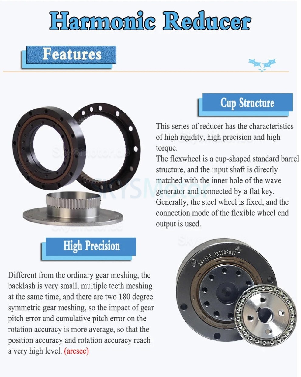 ZXD/ZXZ-Serie wellengetriebe, übersetzungsverhältnis 30:1/50:1/80:1/100:1,20 bogensekunden ZXD/ZXZ-Serie wellengetriebe, übersetzungsverhältnis 30:1/50:1/80:1/100:1,20 bogensekunden