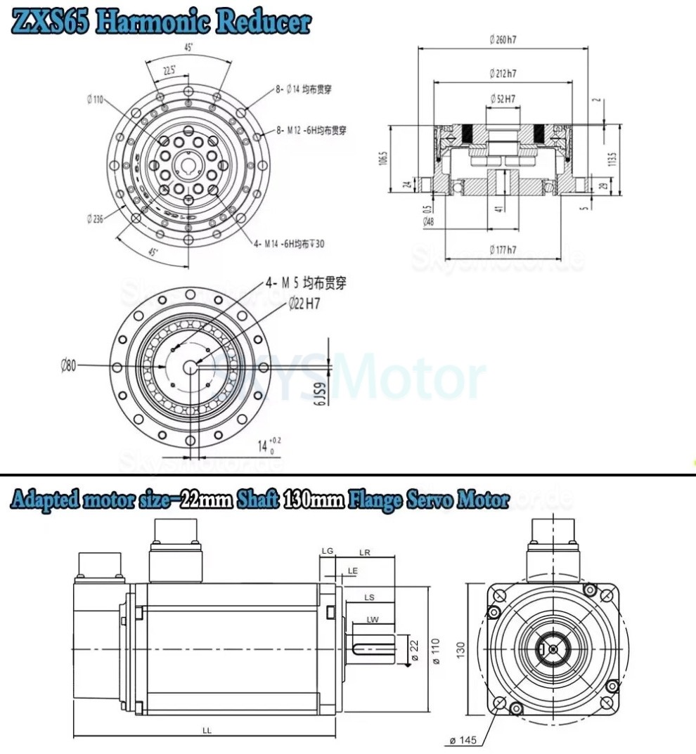 ZXS-Serie wellgetriebe (cup-type), übersetzungsverhältnis 30:1/50:1/80:1/100:1/120:1, 30 bogensekunden ZXS-Serie wellgetriebe (cup-type), übersetzungsverhältnis 30:1/50:1/80:1/100:1/120:1, 30 bogensekunden