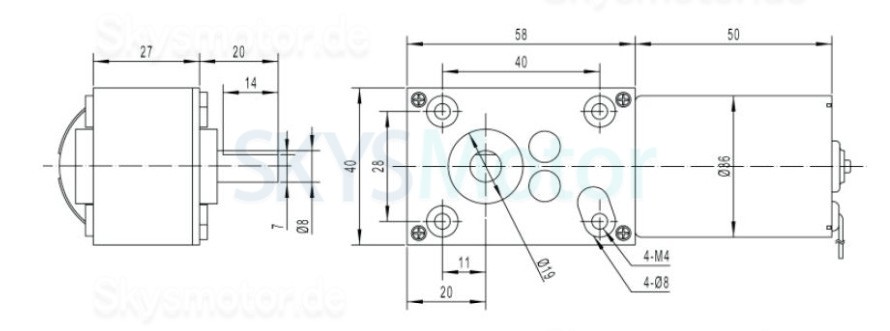 2 Stück 12V/24V Permanentmagnet DC-Schneckengetriebemotor 7W/10,9W Welle 6mm mit Verhältnis 81~621 Schneckengetriebe