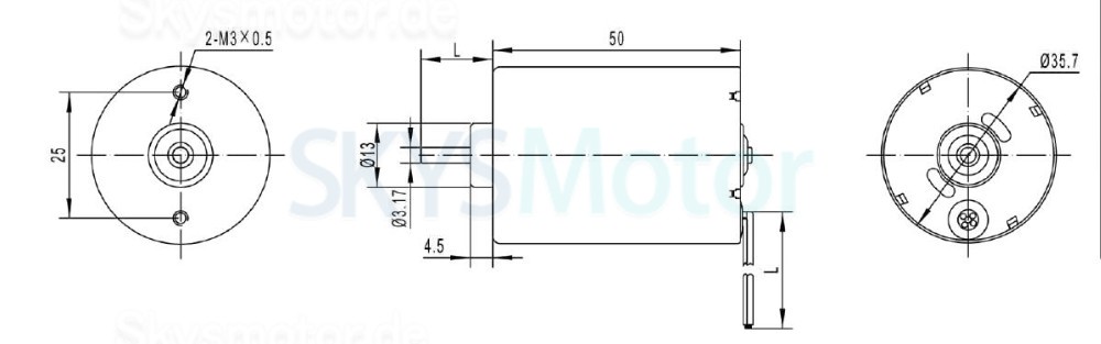 2 Stück Φ35,8mm 12V/24V Bürstenloser Gleichstrommotor TEC3650 20mN.m 5300U/min/3400U/min Schaft 3,175mm