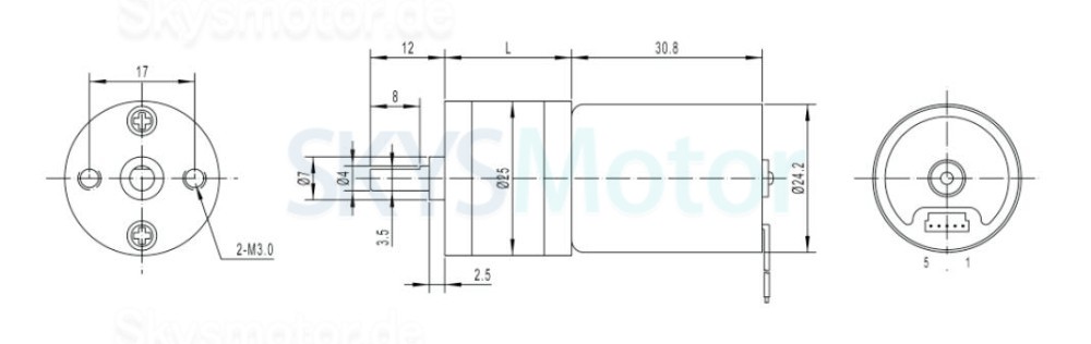 2 Stück Φ25mm 12V/24V Bürsten DC Getriebemotor GM25-TEC2430 mit Verhältnis 4~499 Stirnradgetriebe 0.2-5kg.cm