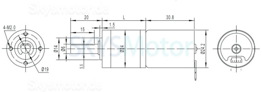 2 Stück Φ24mm 12V/24V BLDC Planetengetriebemotor GMP24-TEC2430 5,0kg.cm 2,3W mit Planetengetriebe