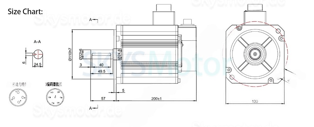 2,3KW AC Servomotor Kit 130JASM523215K-17B+JASD30002-20B 14,64N.m 220V 1500U/min 12,3A mit JASD30002-20B Servotreiber