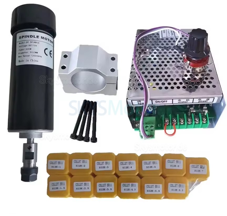 500W CNC Luftgekühlt Spindelmotor Kit OSP001716 110V/220V, 12.000U/min mit Netzteil und 13 ER11-Spannzangen 500W CNC Luftgekühlt Spindelmotor Kit OSP001716 110V/220V, 12.000U/min mit Netzteil und 13 ER11-Spannzangen
